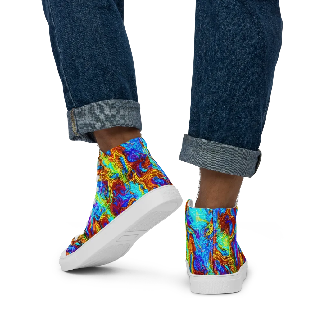 Psychic Rapids on Men's High Top Canvas Shoes — Back