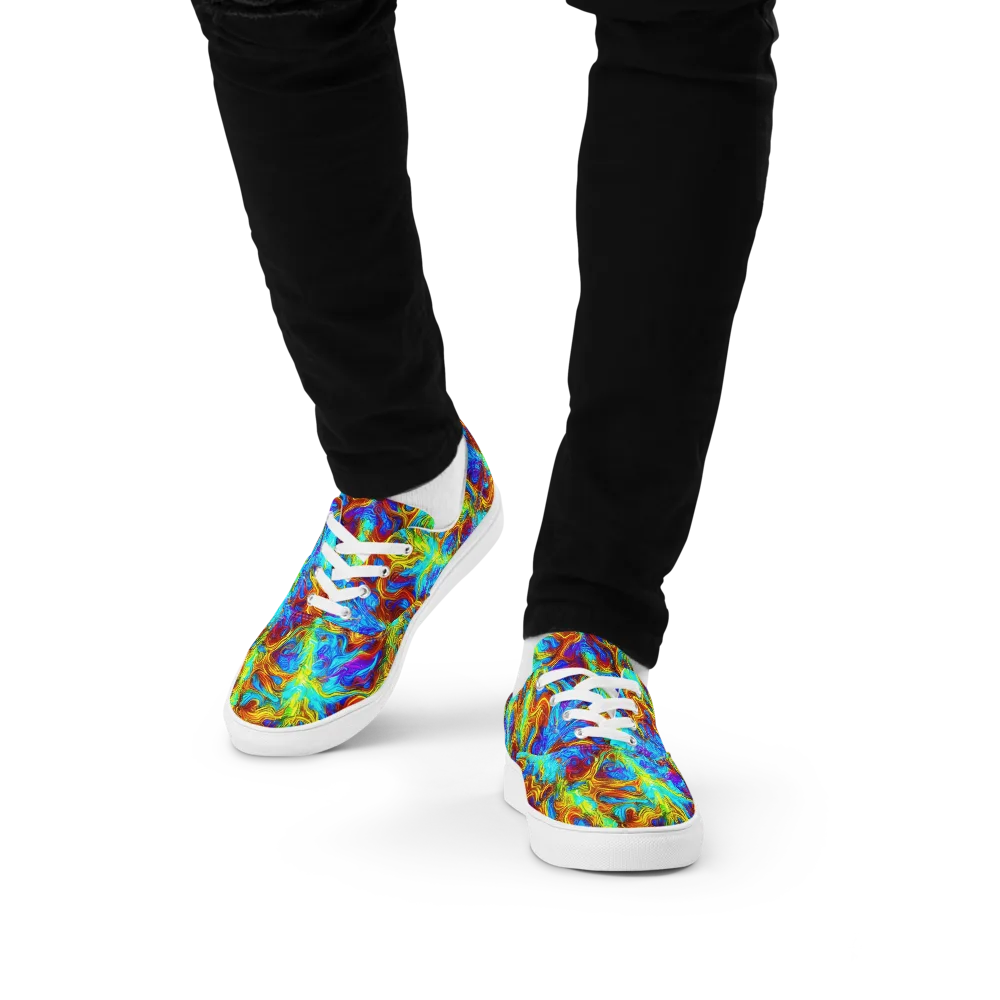Psychic Rapids on Men's Lace-Up Canvas Shoes — Front