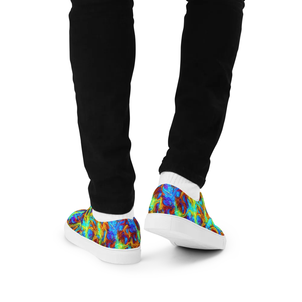 Psychic Rapids on Men's Lace-Up Canvas Shoes — Back