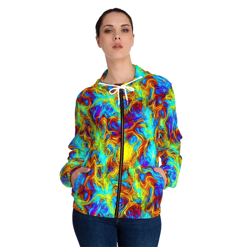 Psychic Rapids on Women's Full-Zip Hoodie — Front On Person