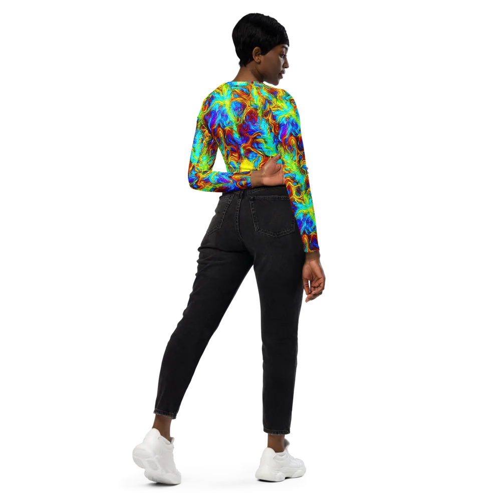 Psychic Rapids on Long Sleeve Crop Top — Right Back