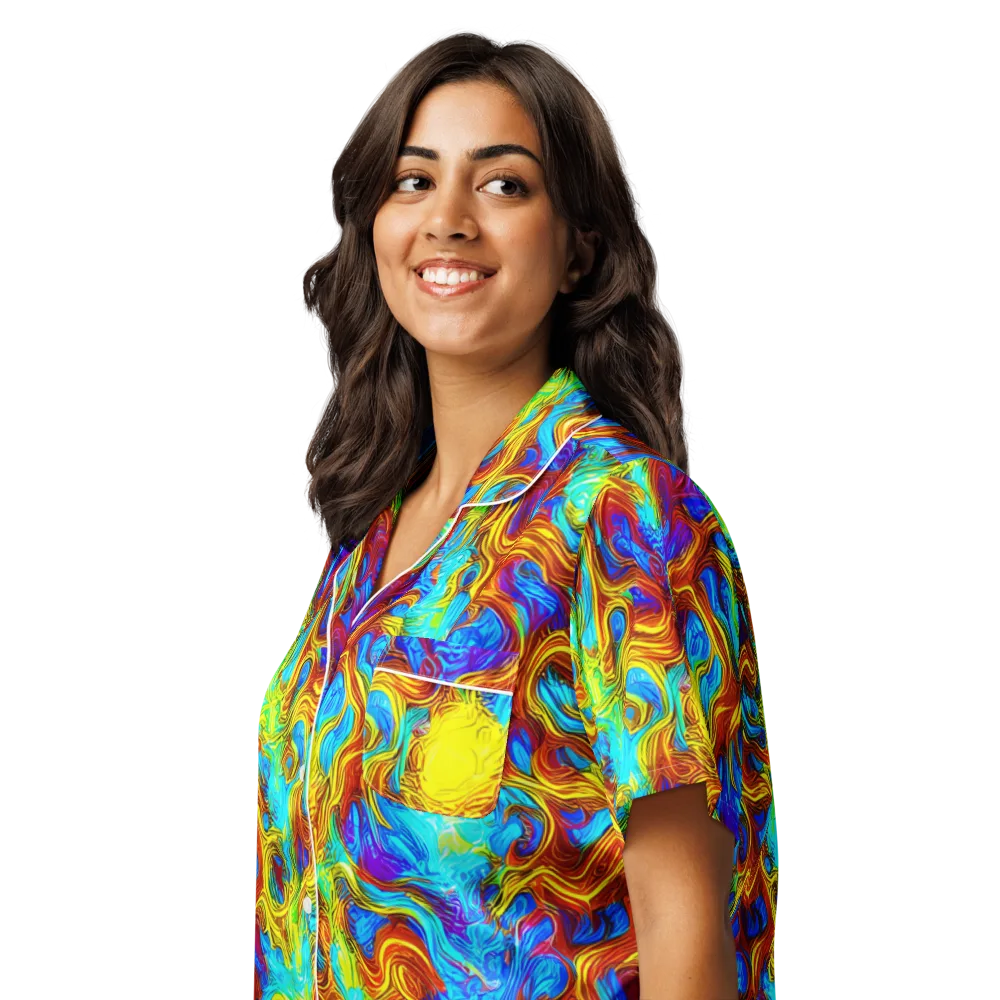 Psychic Rapids on Women's Short Sleeve Pajama Top — Left Front