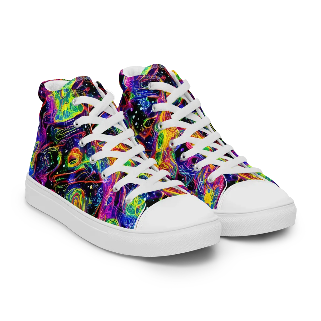 Hypercolor Dreamscape on Men's High Top Canvas Shoes — Right Front