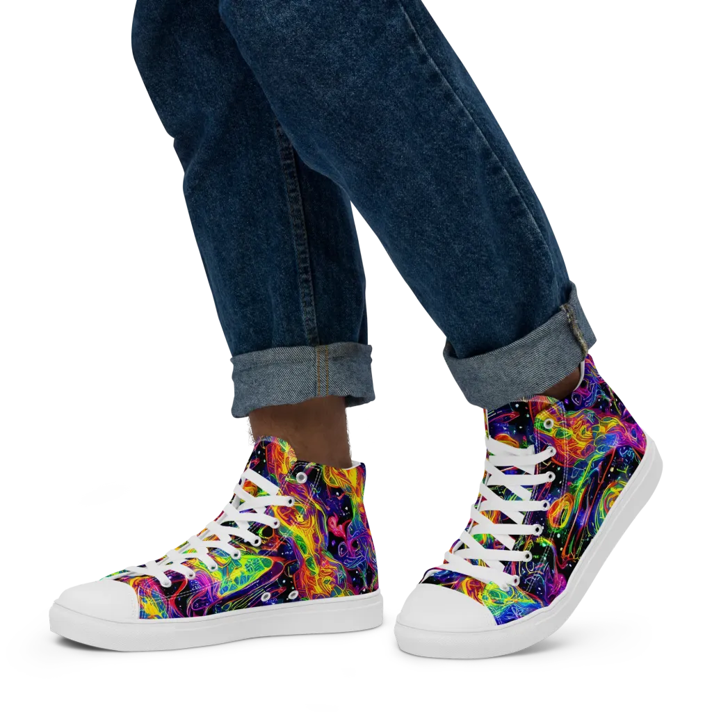 Hypercolor Dreamscape on Men's High Top Canvas Shoes — Left