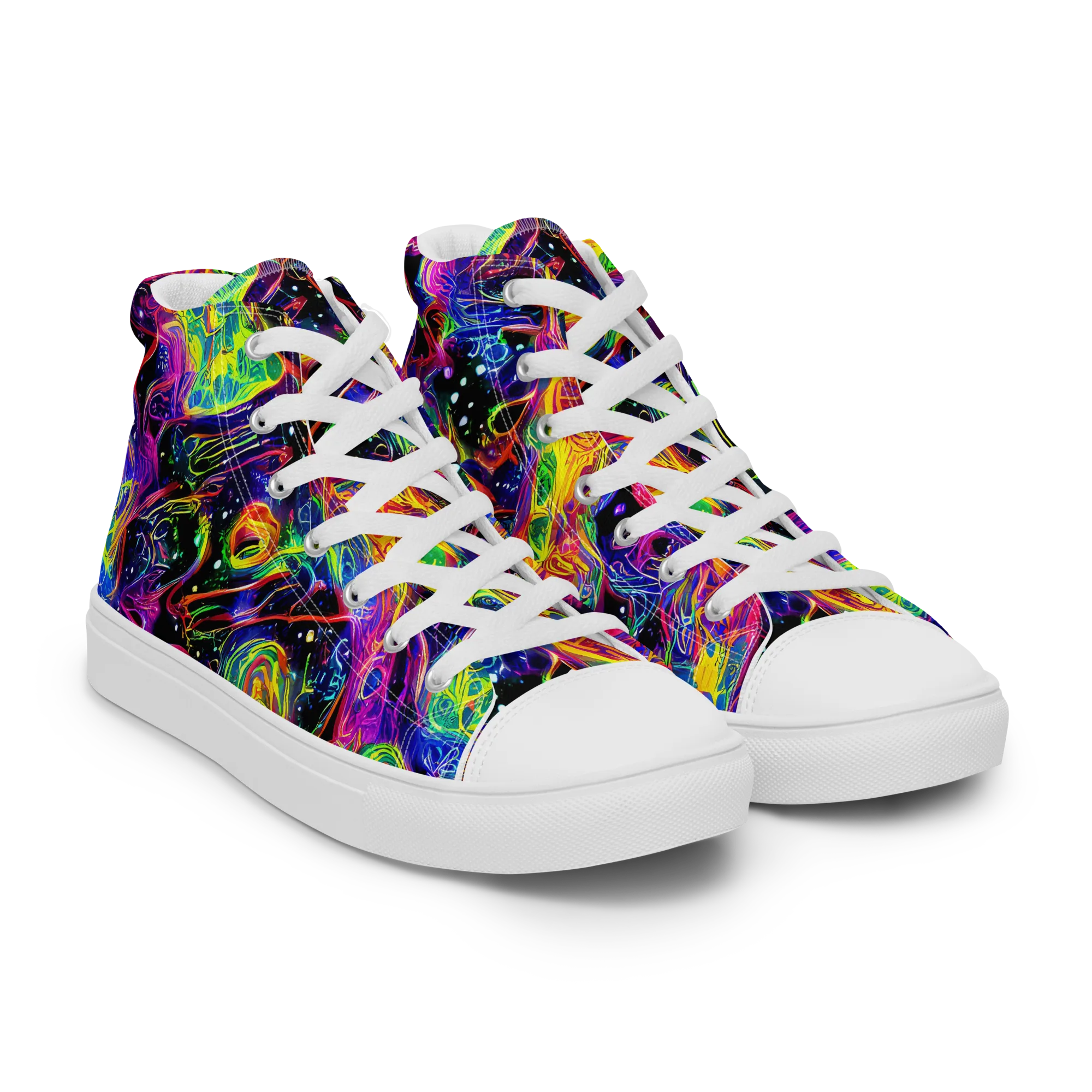 Hypercolor Dreamscape on Women's High Top Canvas Shoes — Right Front