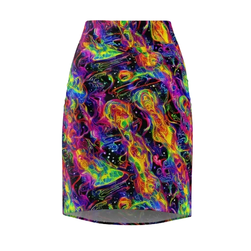 Hypercolor Dreamscape on a Pencil Skirt