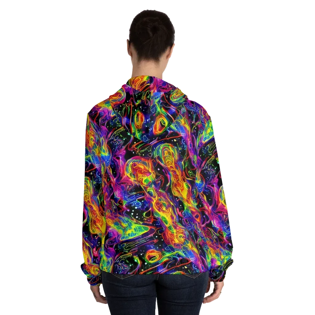 Hypercolor Dreamscape on Women's Full-Zip Hoodie — Back On Person