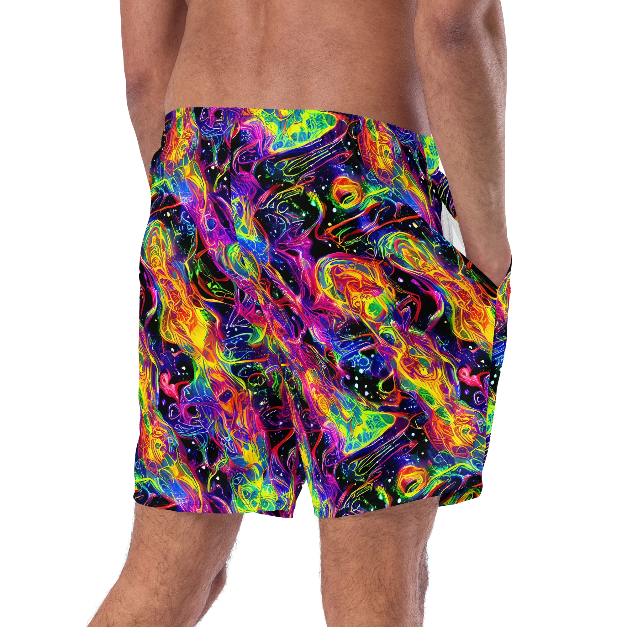 Hypercolor Dreamscape on Swim Trunks — Right Back