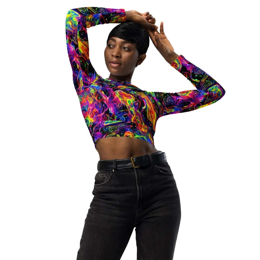 Hypercolor Dreamscape on Long Sleeve Crop Top — Front