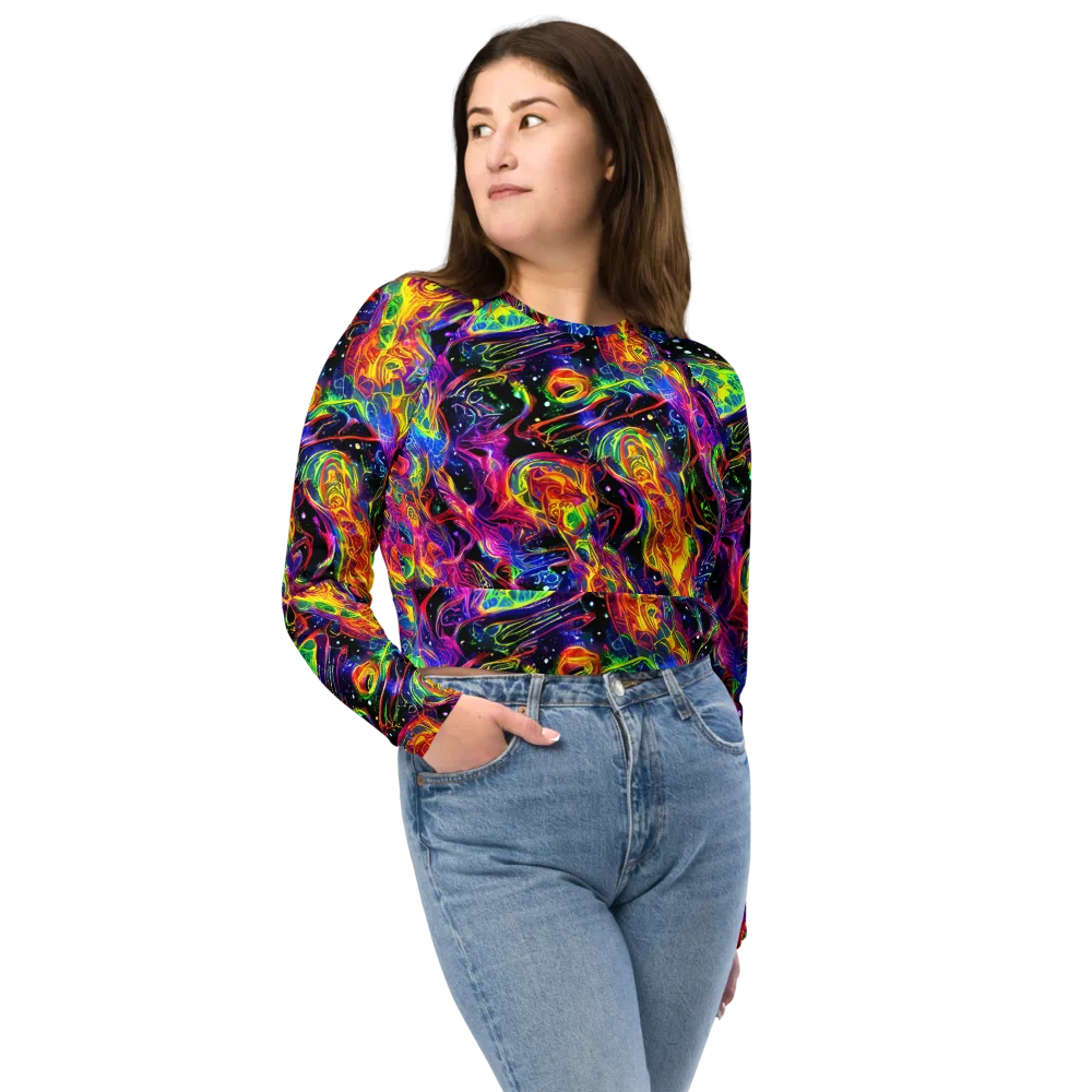 Hypercolor Dreamscape on Long Sleeve Crop Top — Front