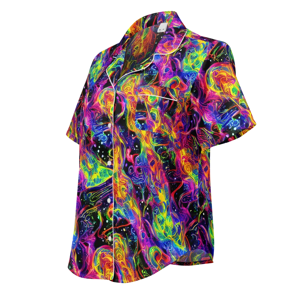 Hypercolor Dreamscape on Women's Short Sleeve Pajama Top — Left Front