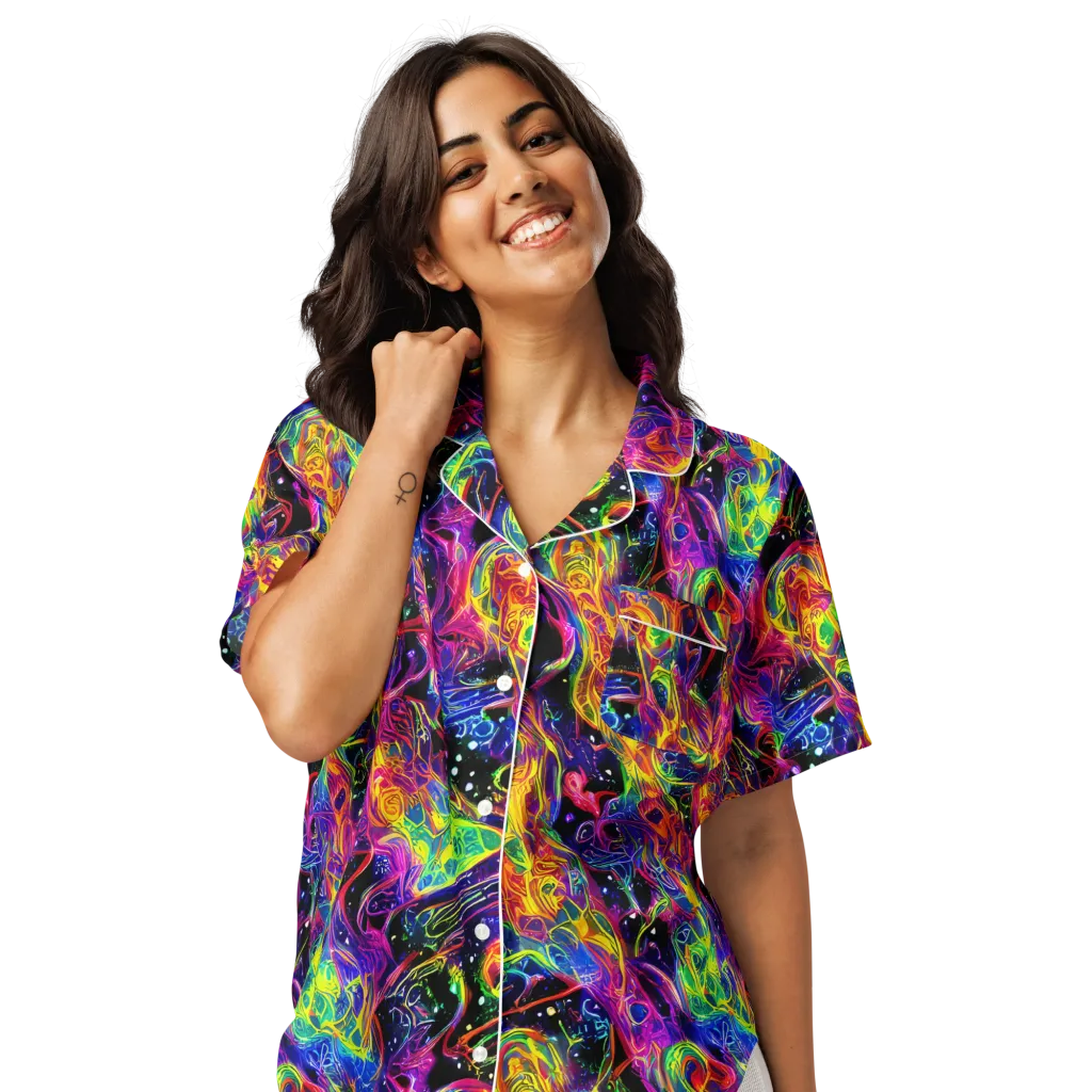 Hypercolor Dreamscape on Women's Short Sleeve Pajama Top — Front