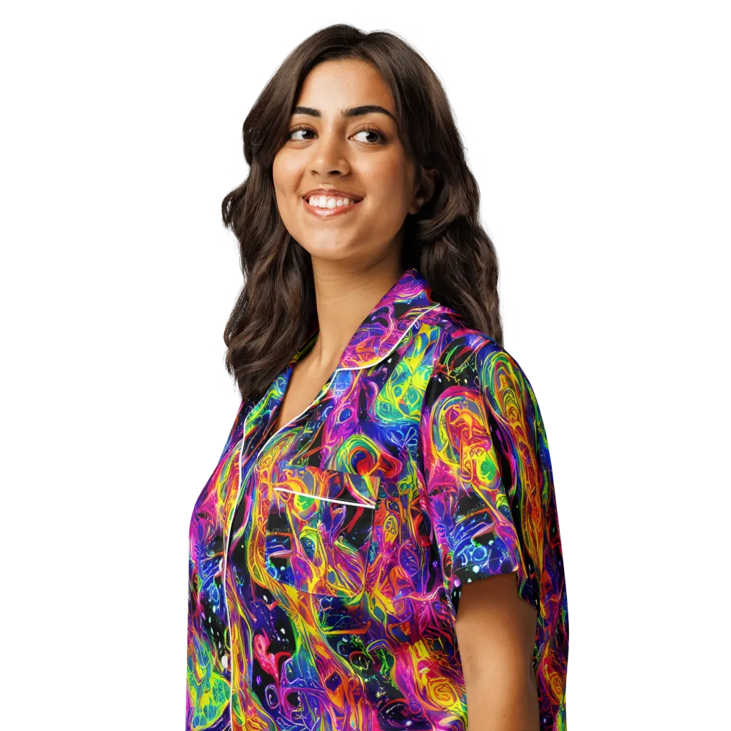 Hypercolor Dreamscape on Women's Short Sleeve Pajama Top — Left Front