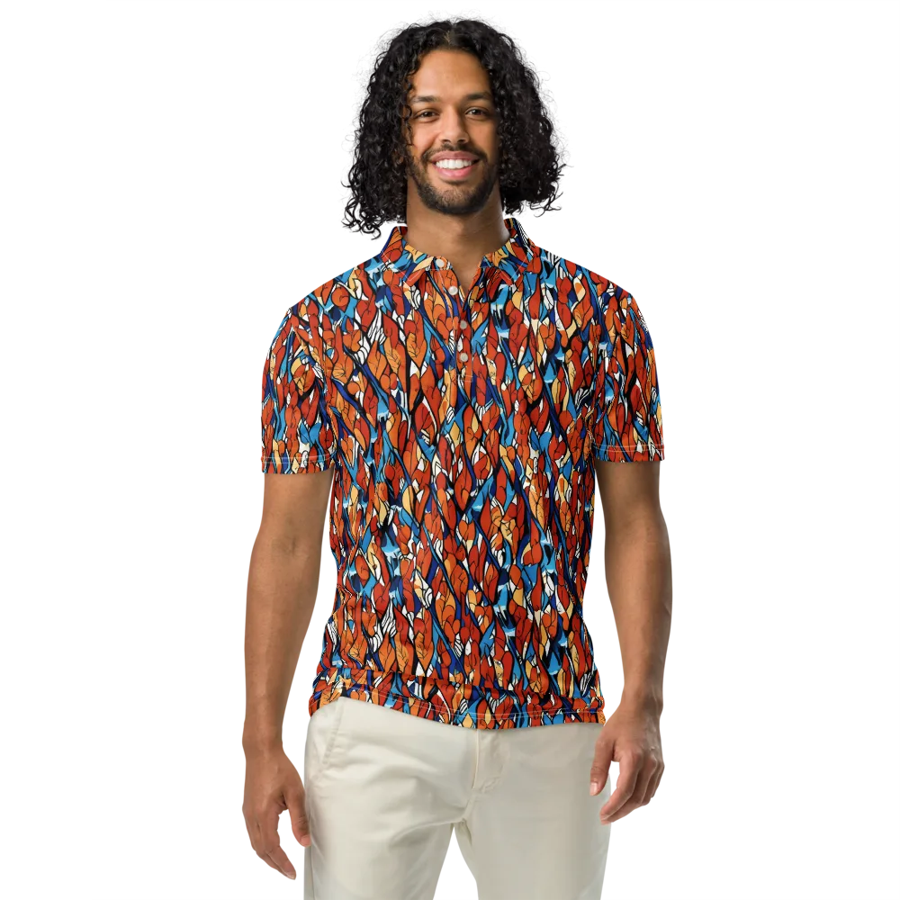 Cobalt Poppy on Men's Slim Fit Polo Shirt — Front