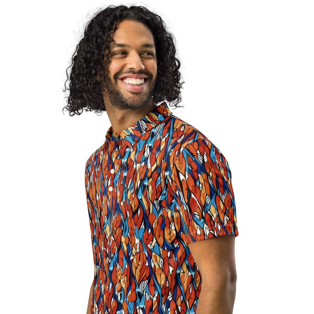 Cobalt Poppy on Men's Slim Fit Polo Shirt — Left Front