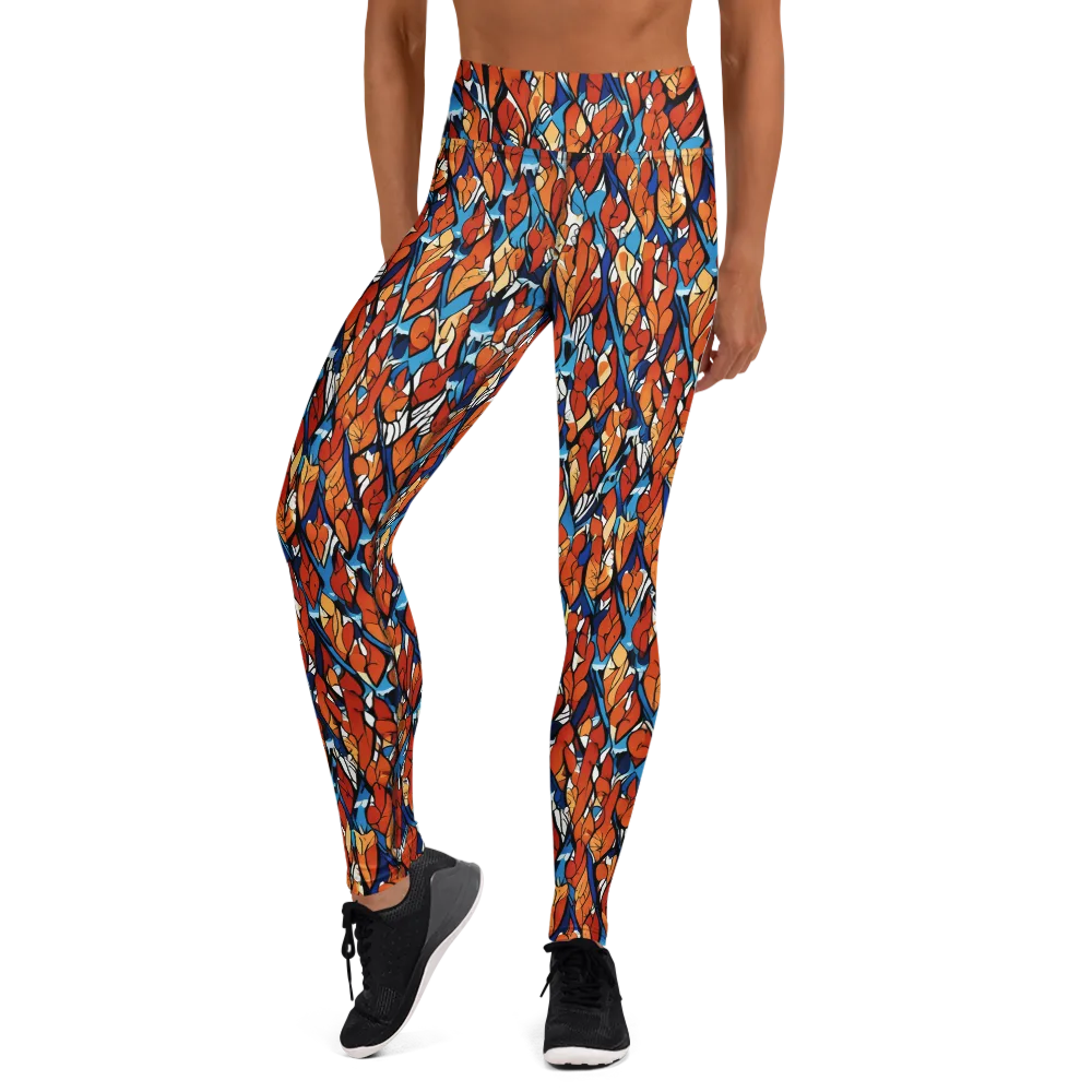 Cobalt Poppy on Yoga Leggings — Front