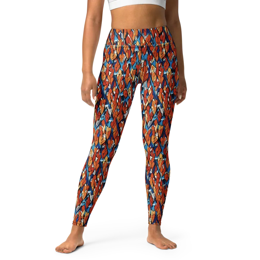 Cobalt Poppy on Yoga Leggings — Front