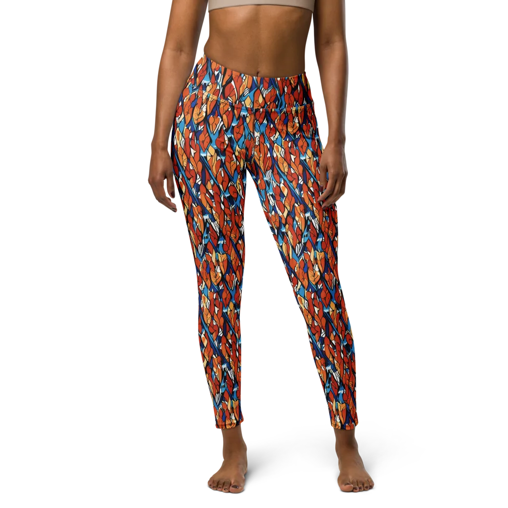 Cobalt Poppy on Yoga Leggings — Front