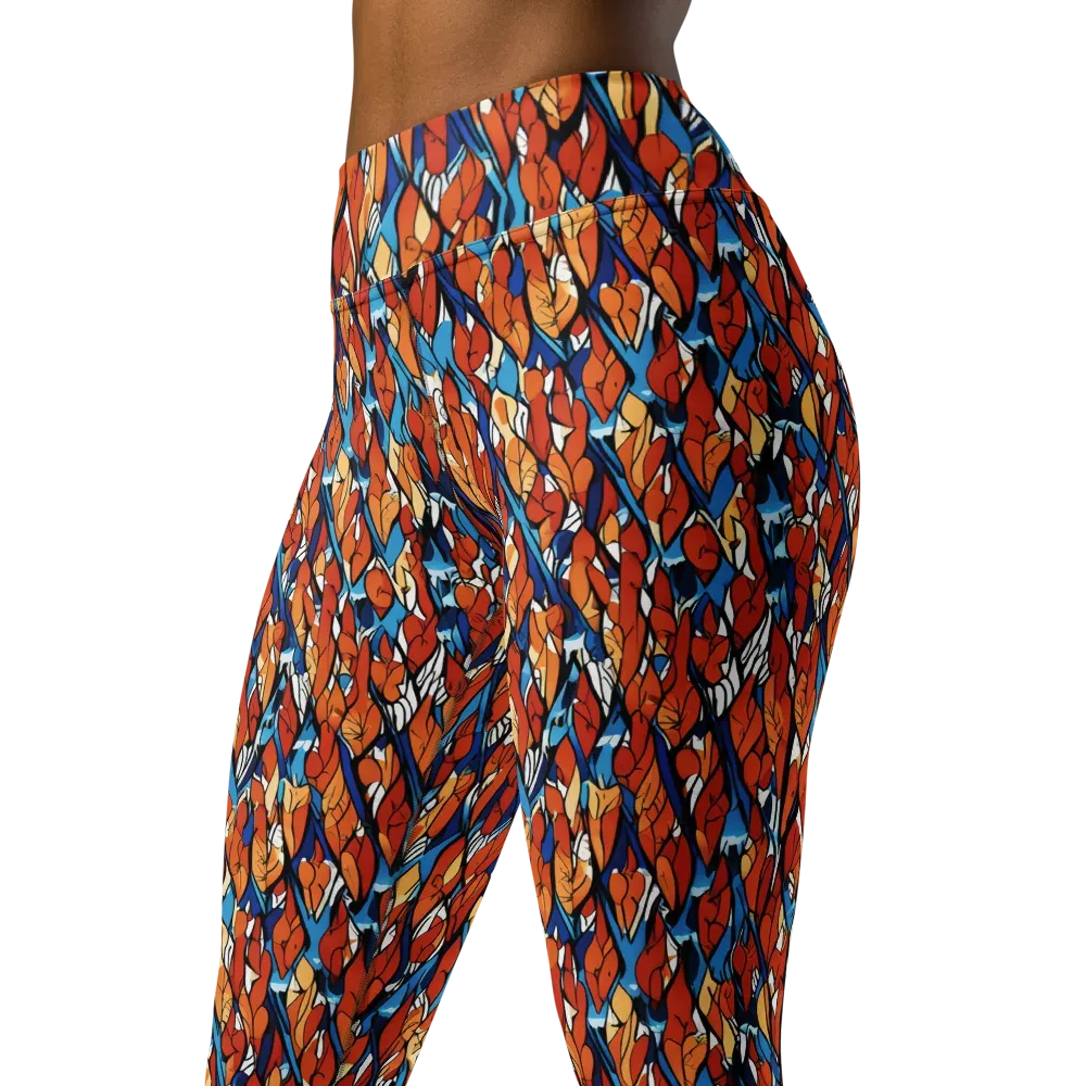 Cobalt Poppy on Yoga Leggings — Left Front