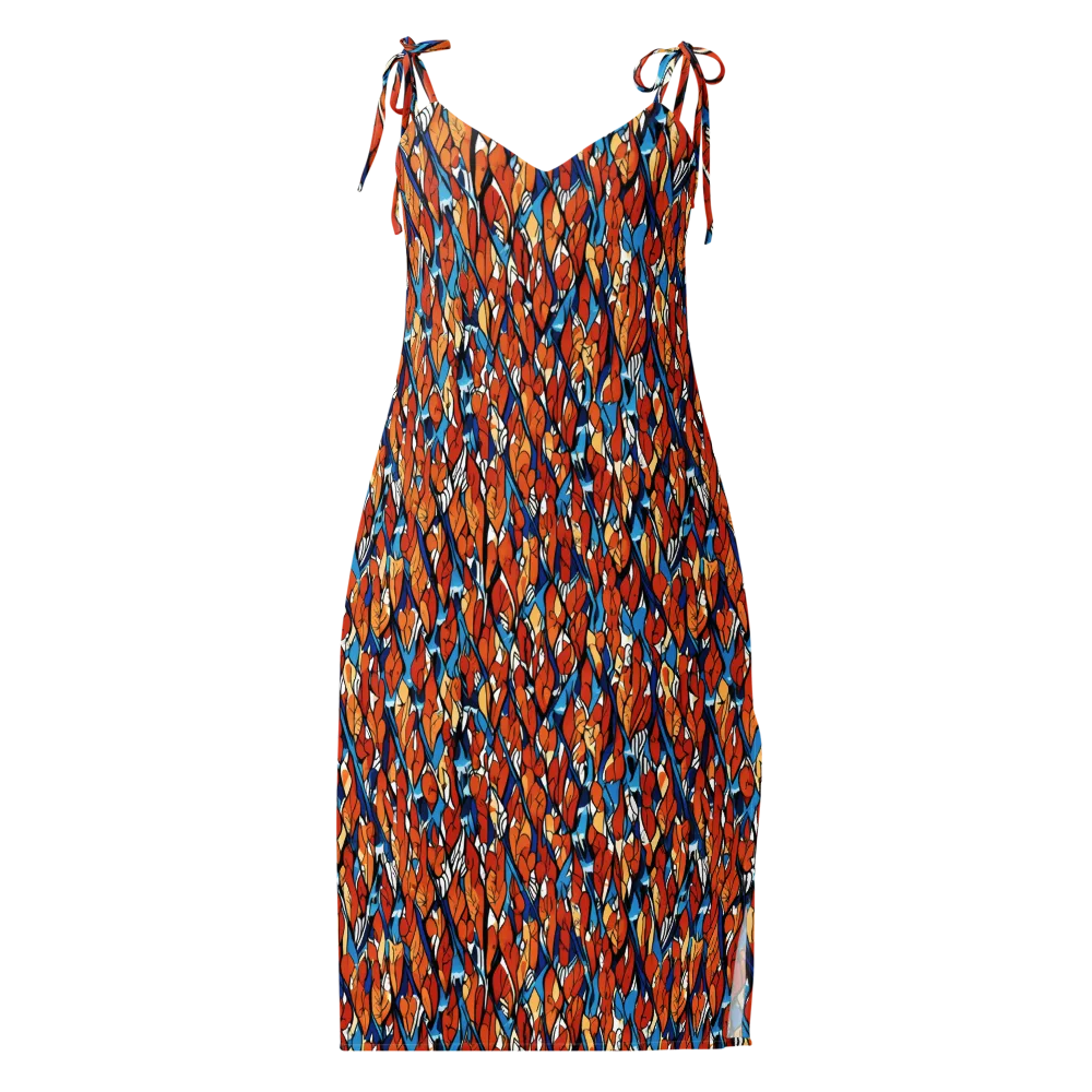 Cobalt Poppy on Slip Dress — Front