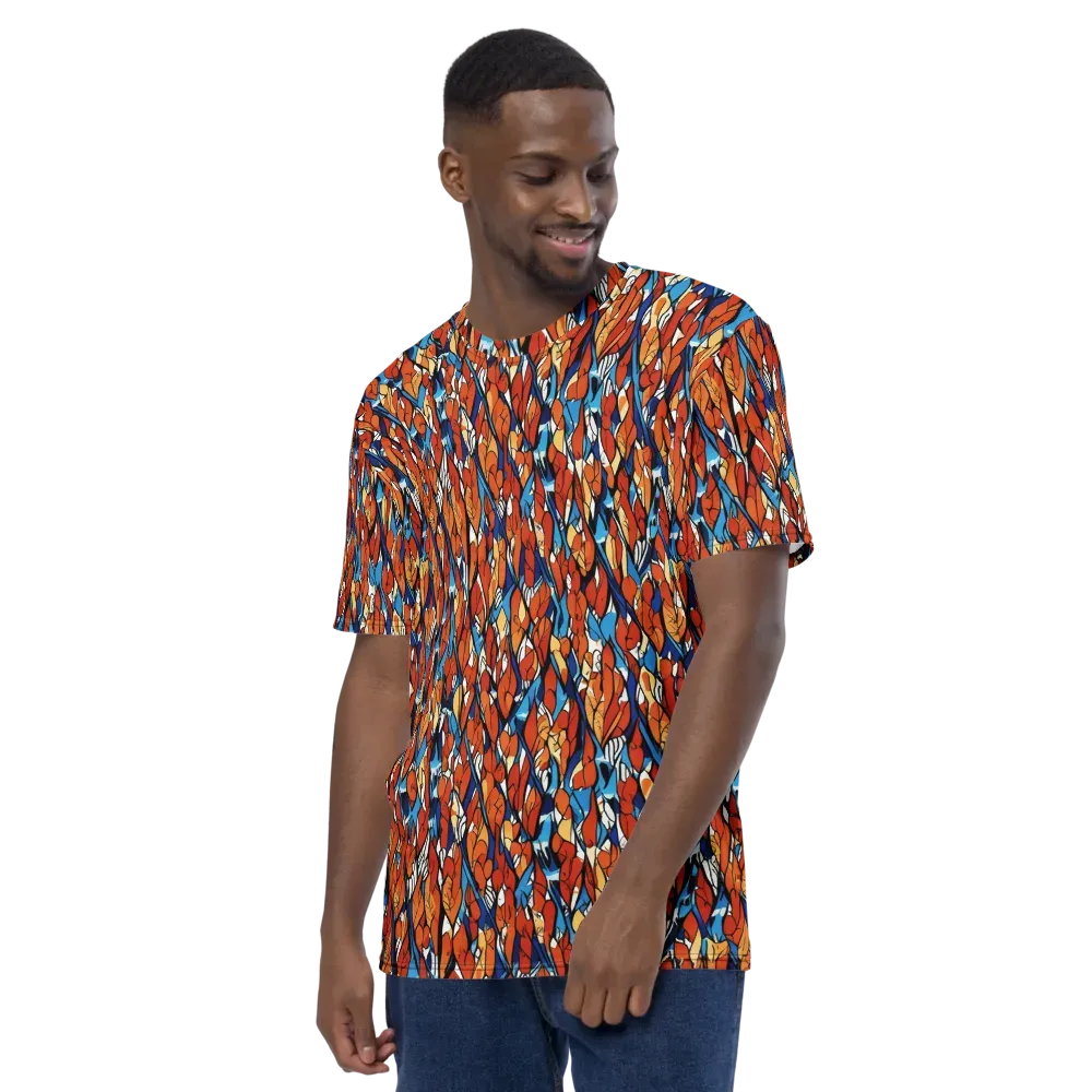 Cobalt Poppy on Men's Crew Neck T-Shirt — Left