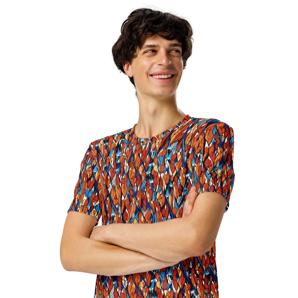 Cobalt Poppy on Men's Crew Neck T-Shirt — Left Front