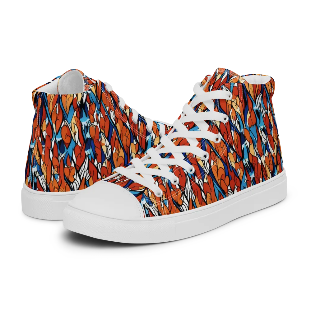 Cobalt Poppy on Men's High Top Canvas Shoes — Left