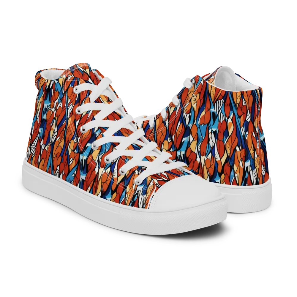 Cobalt Poppy on Men's High Top Canvas Shoes — Right