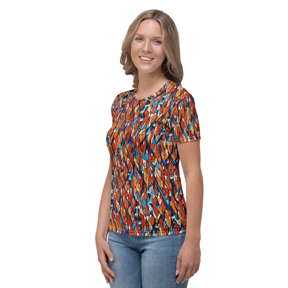 Cobalt Poppy on Women's Crew Neck T-Shirt — Left