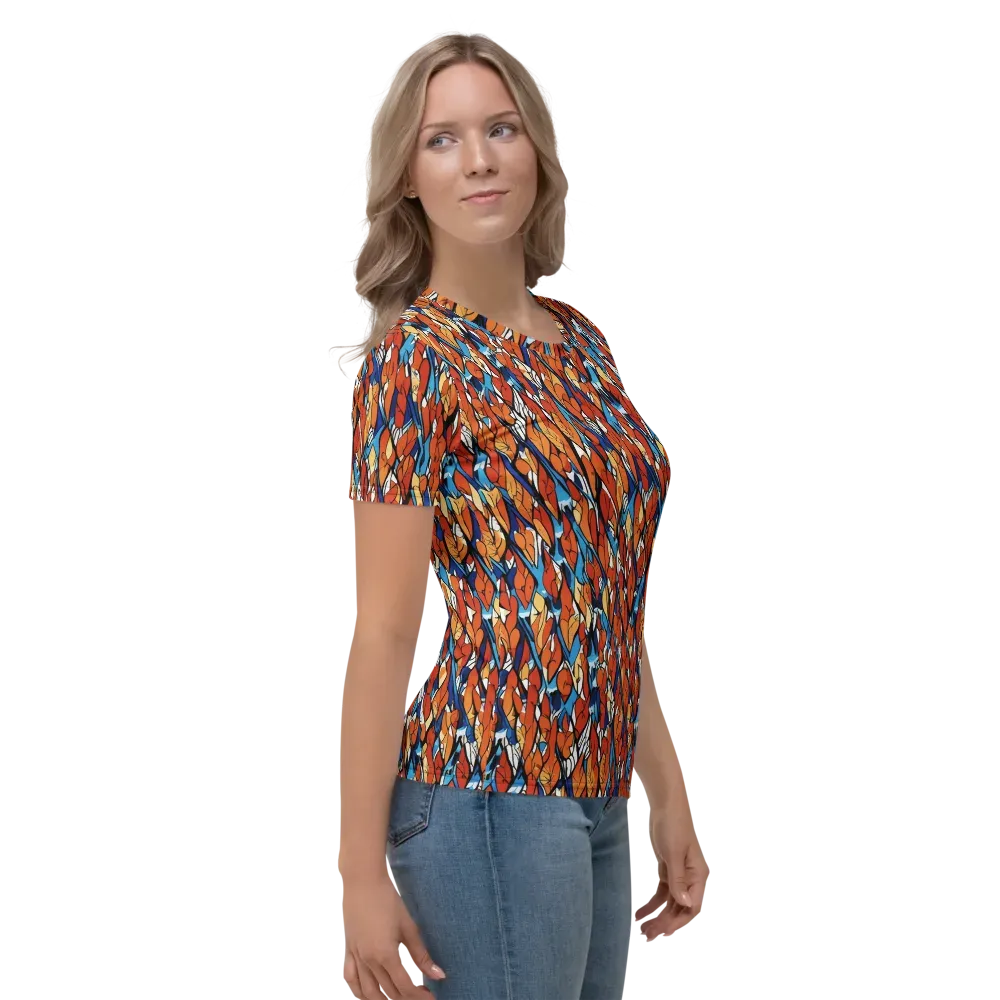 Cobalt Poppy on Women's Crew Neck T-Shirt — Right