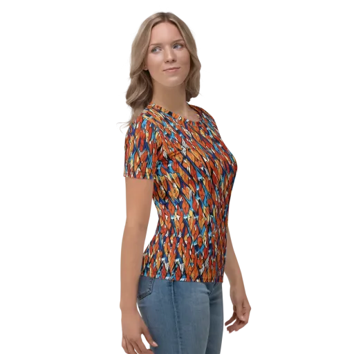Cobalt Poppy on a Women's Crew Neck T-Shirt