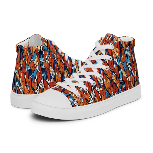 Cobalt Poppy on a Women's High Top Canvas Shoes