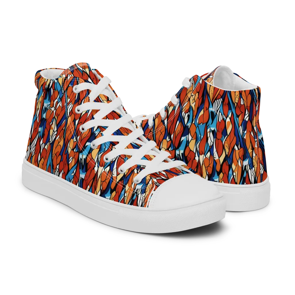 Cobalt Poppy on Women's High Top Canvas Shoes — Right