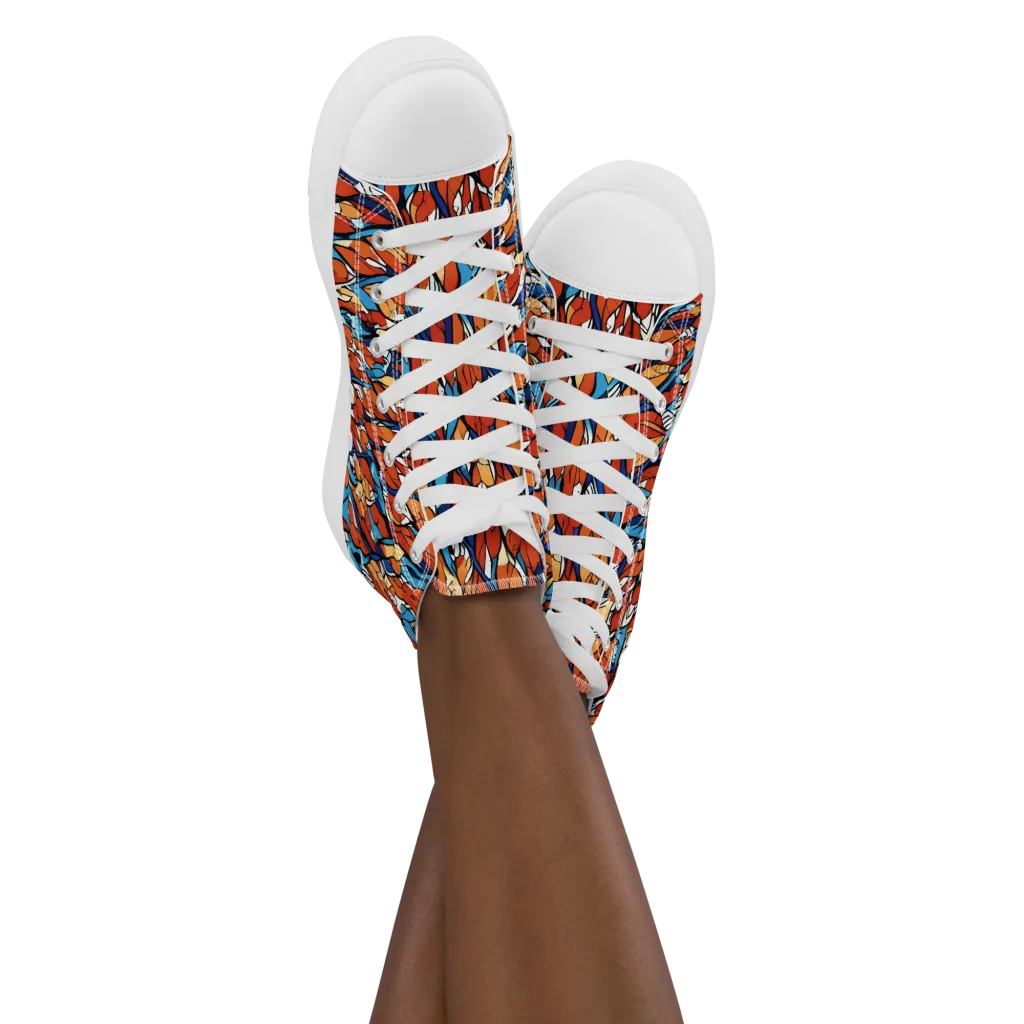 Cobalt Poppy on Women's High Top Canvas Shoes — Front