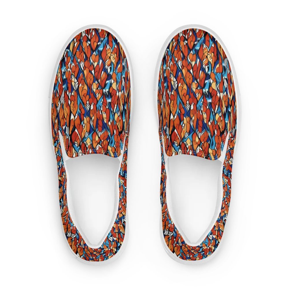 Cobalt Poppy on Men's Slip-On Canvas Shoes — Front