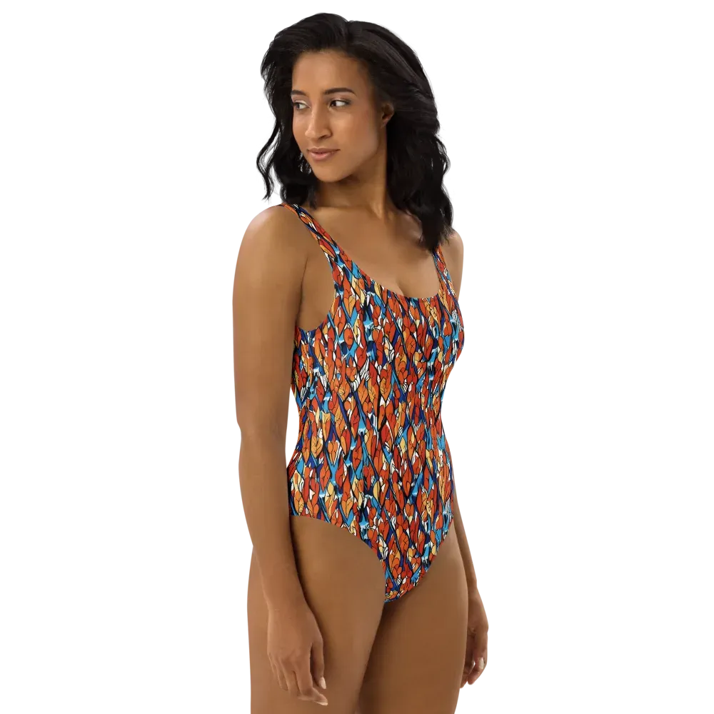Cobalt Poppy on One-Piece Swimsuit — Right