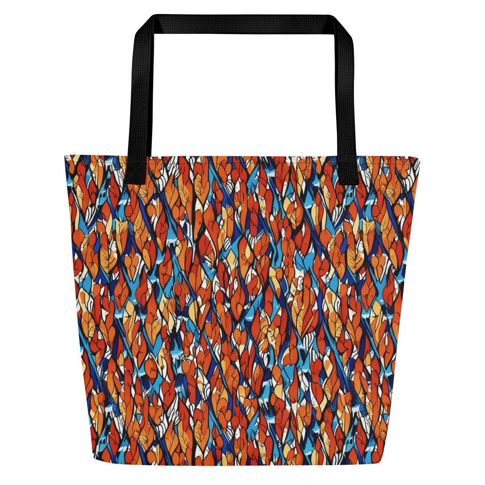 Cobalt Poppy on Large Tote Bag W/ Pocket — Front