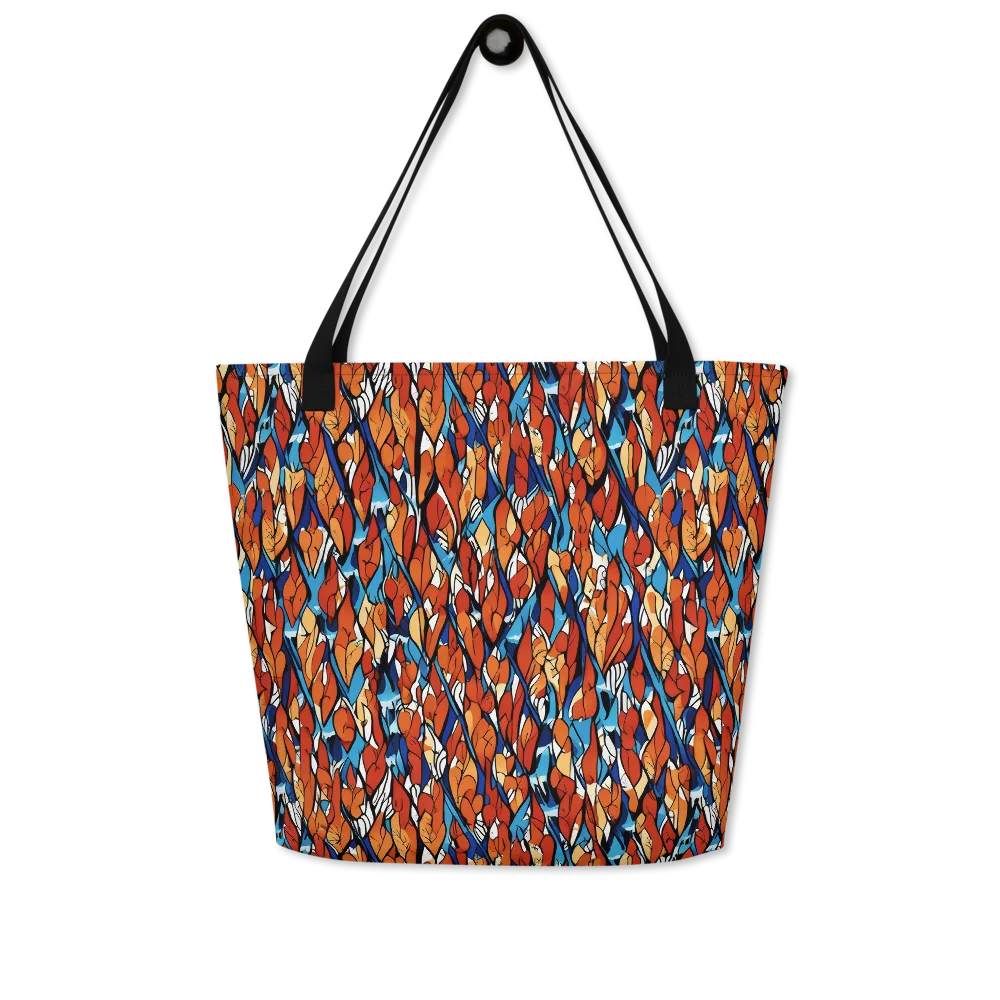 Cobalt Poppy on Large Tote Bag W/ Pocket — Front