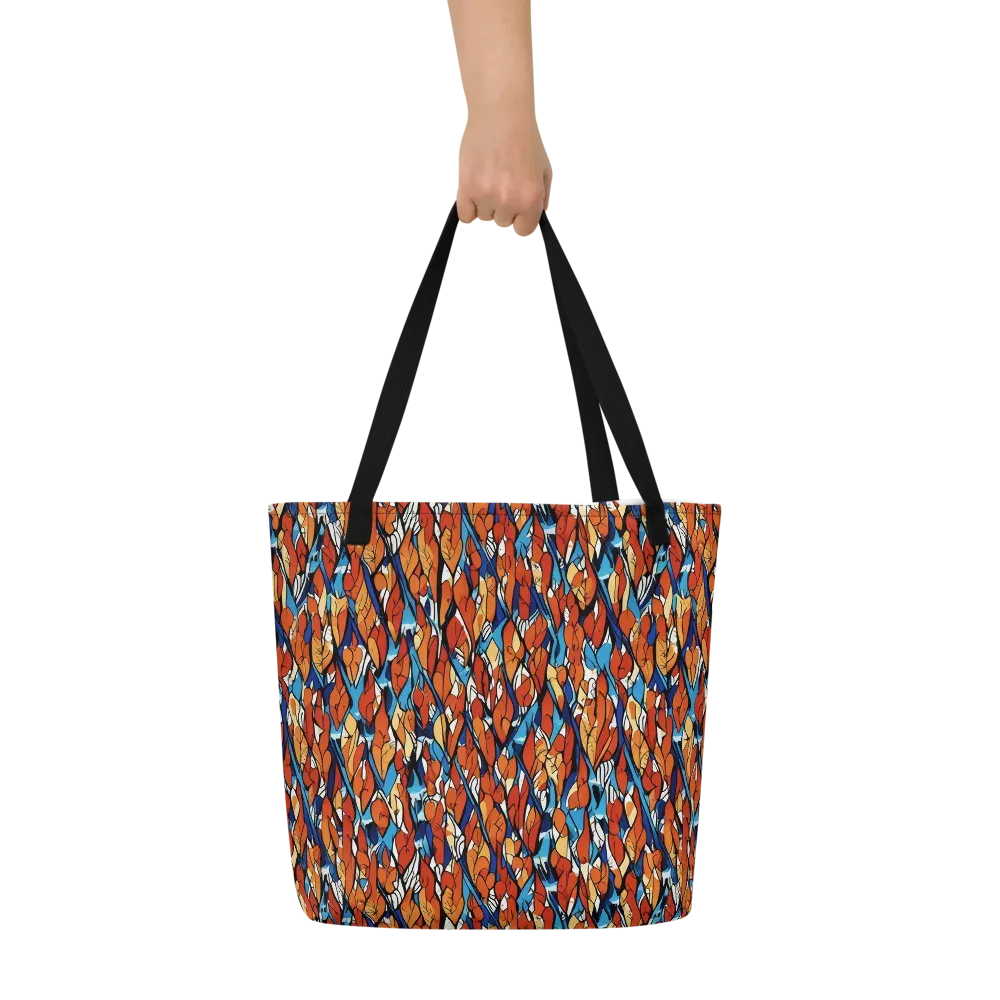 Cobalt Poppy on Large Tote Bag W/ Pocket — Front