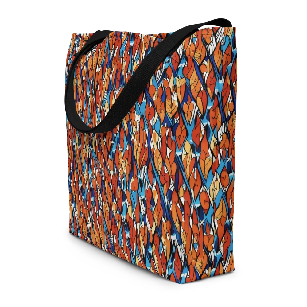 Cobalt Poppy on Large Tote Bag W/ Pocket — Front