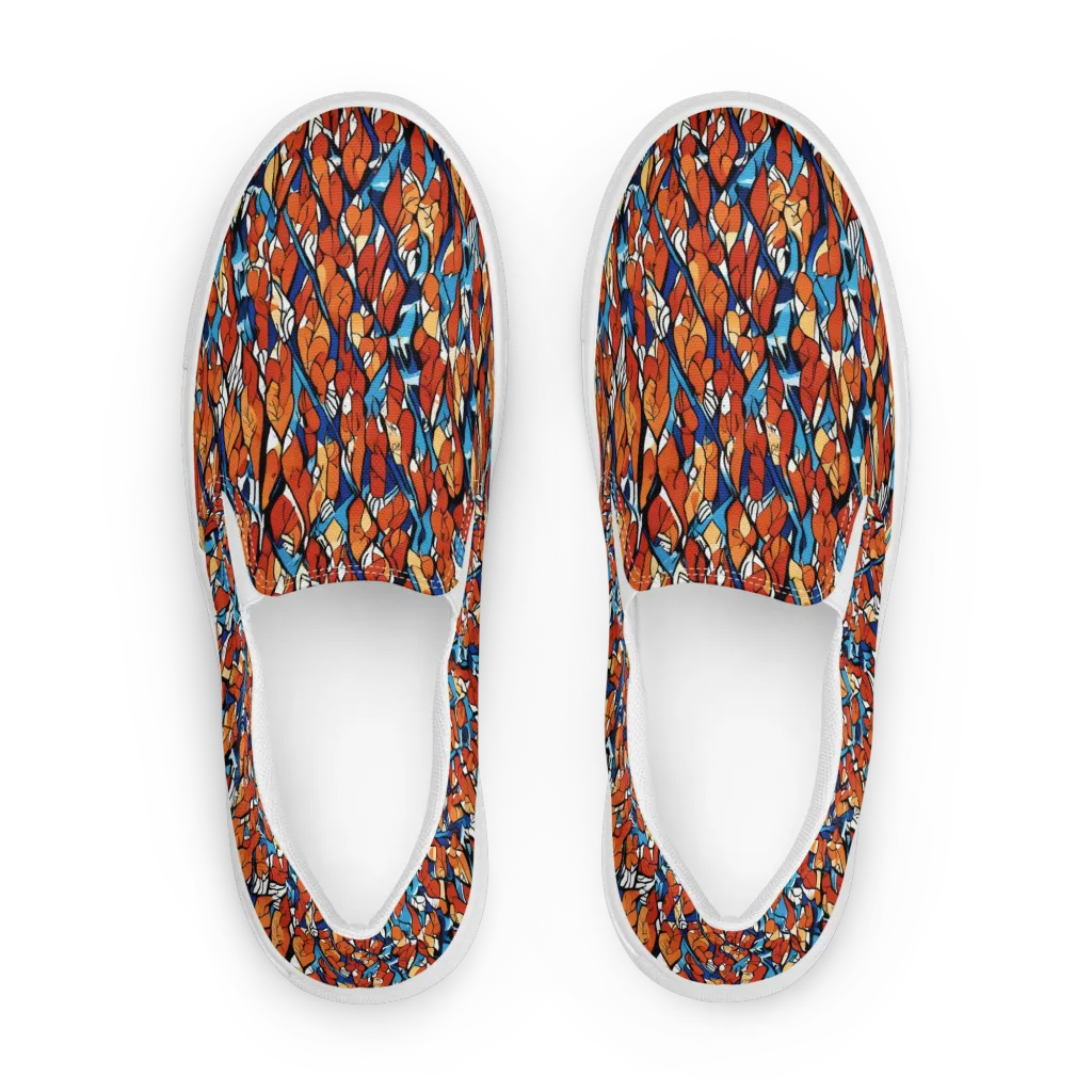 Cobalt Poppy on Women's Slip-On Canvas Shoes — Front