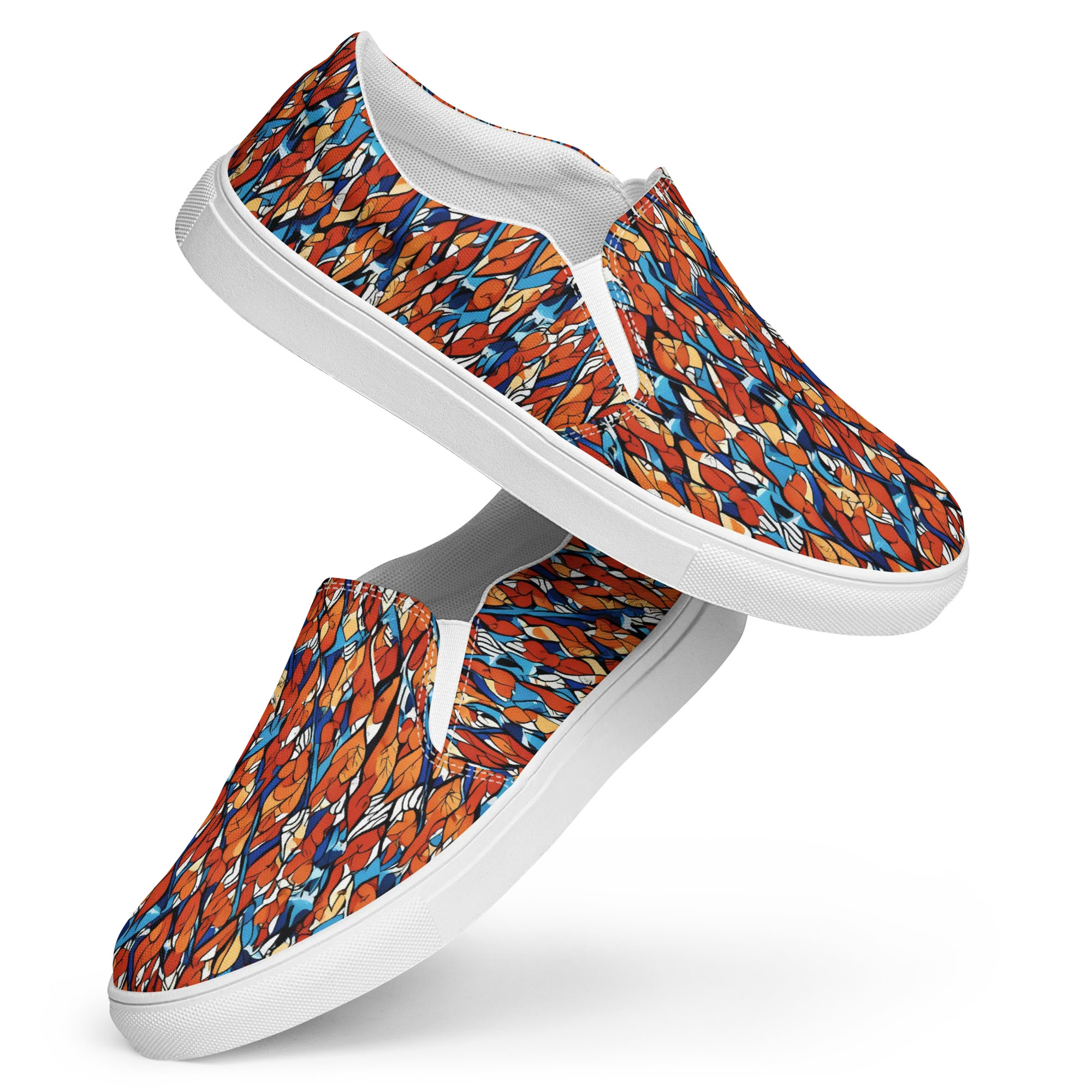 Cobalt Poppy on Women's Slip-On Canvas Shoes — Front