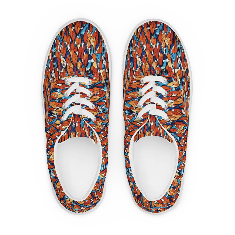 Cobalt Poppy on Men's Lace-Up Canvas Shoes — Front