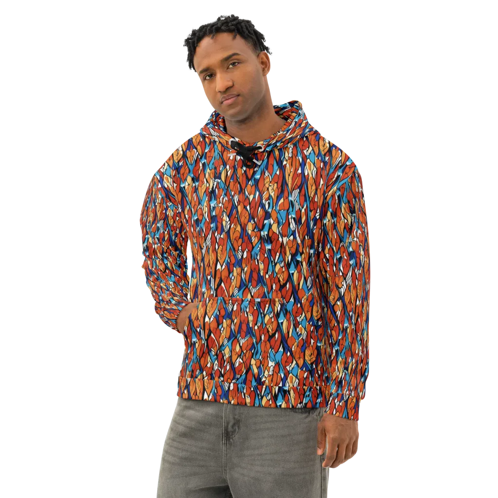 Cobalt Poppy on Cotton Hoodie — Left Front