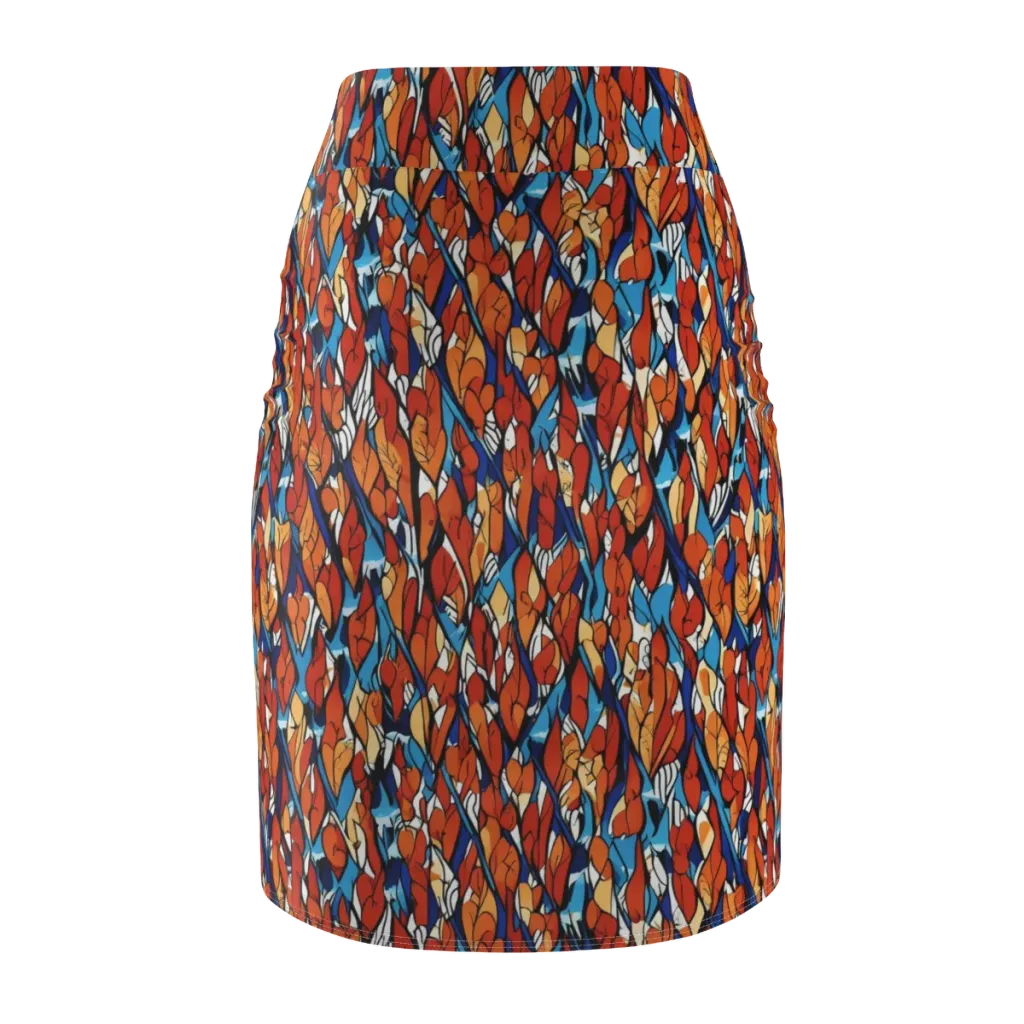 Cobalt Poppy on Pencil Skirt — Back