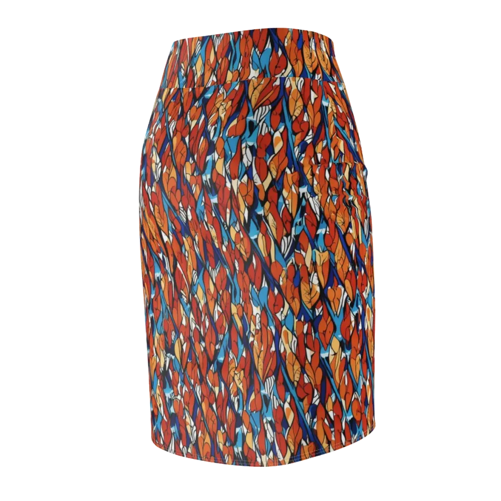 Cobalt Poppy on Pencil Skirt — Back Side