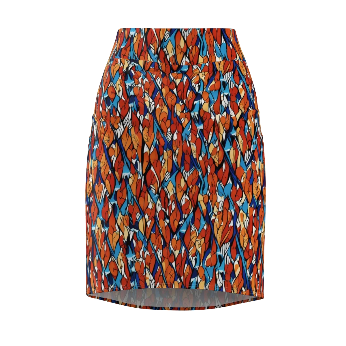 Cobalt Poppy on Pencil Skirt — Front