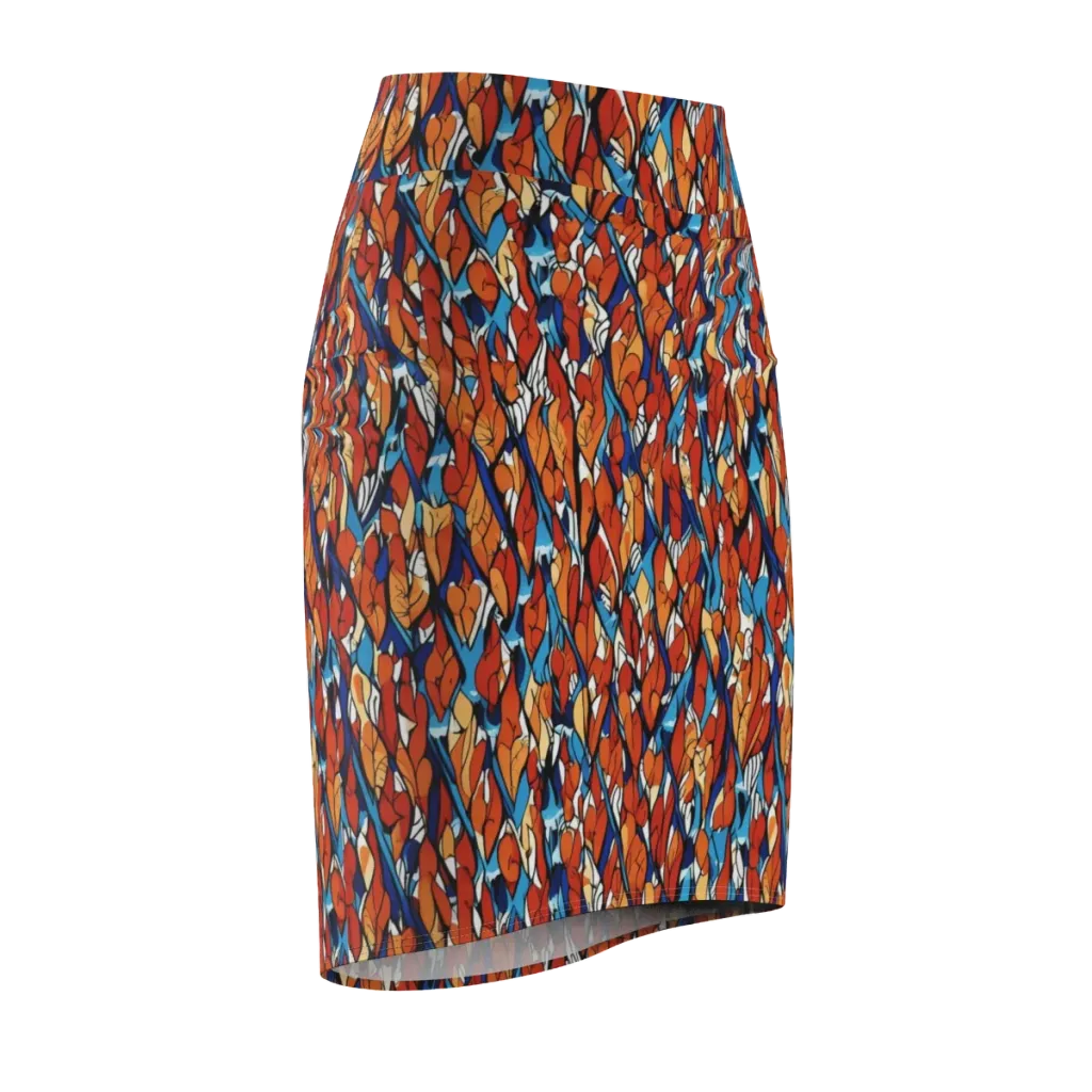 Cobalt Poppy on Pencil Skirt — Front Side