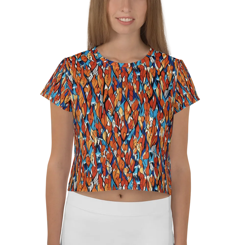 Cobalt Poppy on Crop Tee — Front