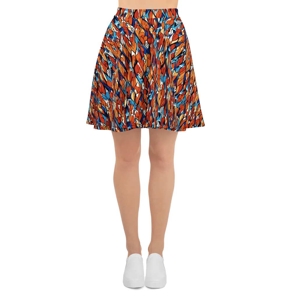 Cobalt Poppy on Skater Skirt — Front